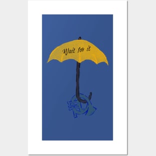Yellow umbrella and blue horn black - Wait for it - blue Posters and Art